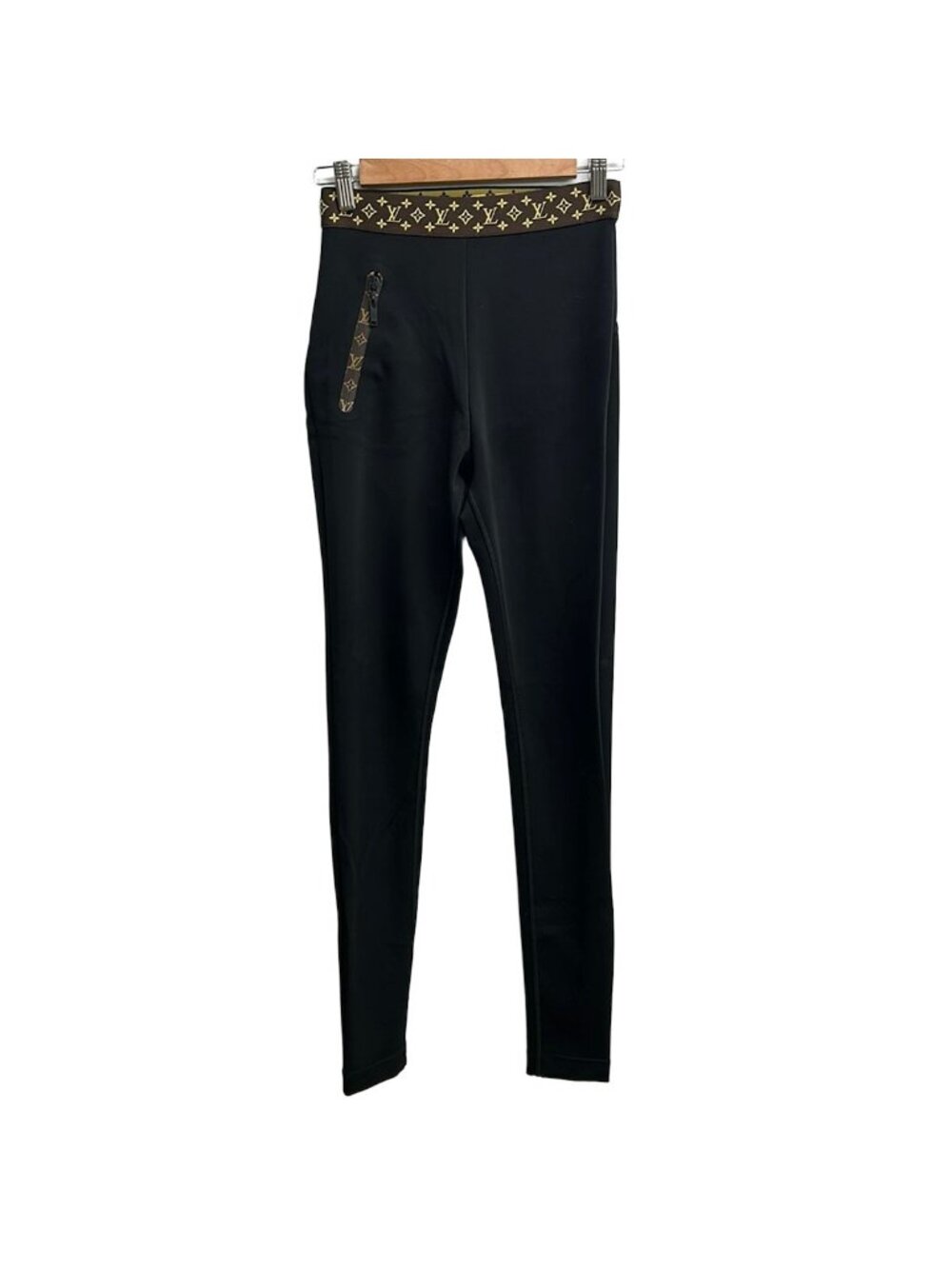 Louis Vuitton Black Dark Brown Beige Leggings Monogram Pattern